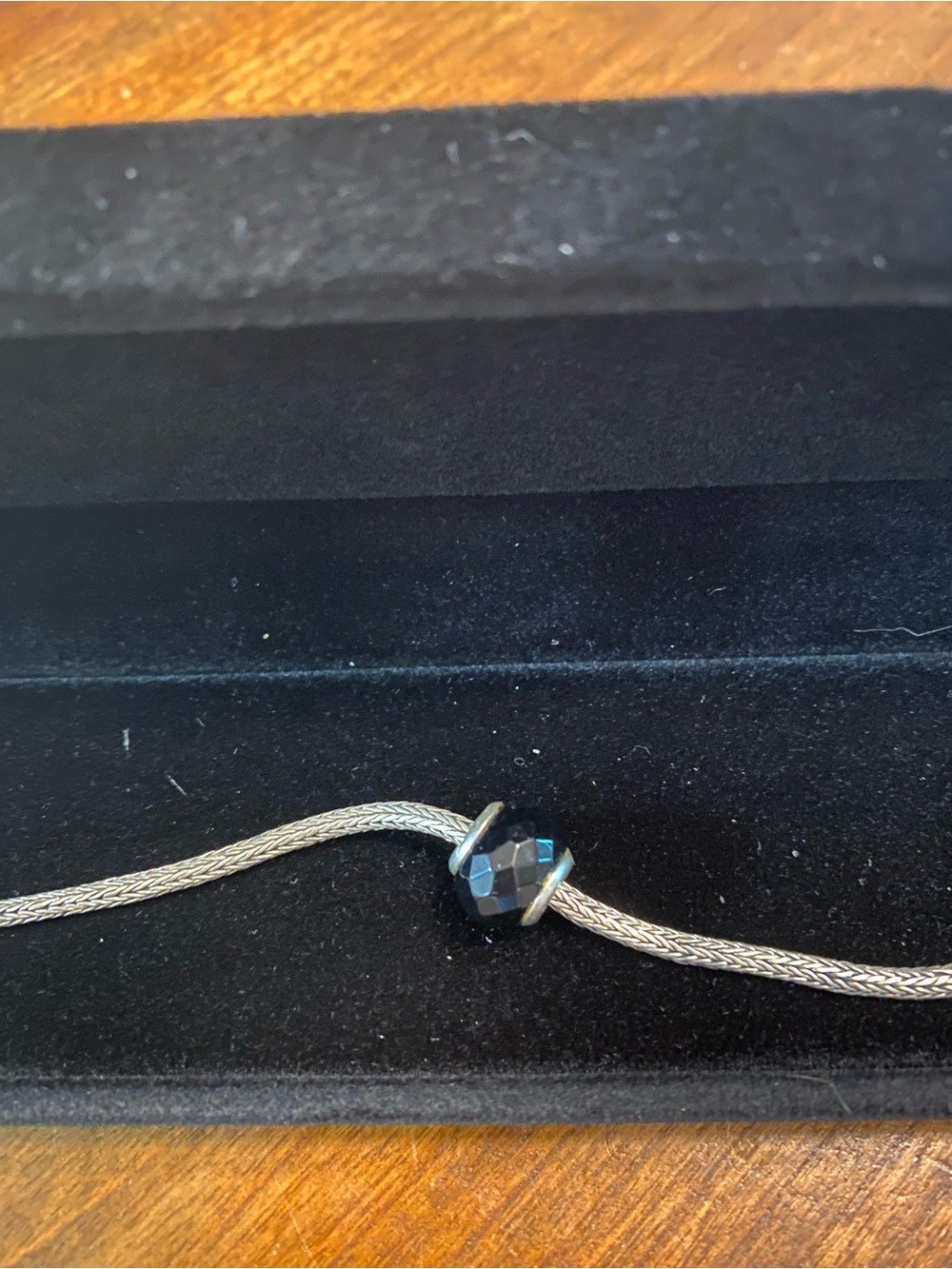 Sterling Silver Black beveled Bead